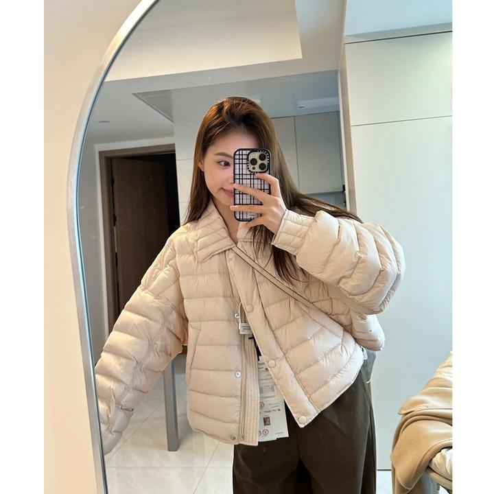 INS CEC纯色爆款时尚轻薄棉服外套女冬季新款简约百搭保暖短外套