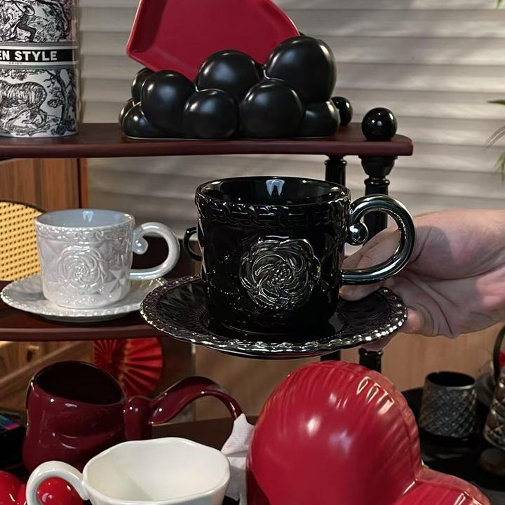 【小香链条杯碟】高颜值轻奢咖啡杯高档精致下午茶茶具杯碟250ml