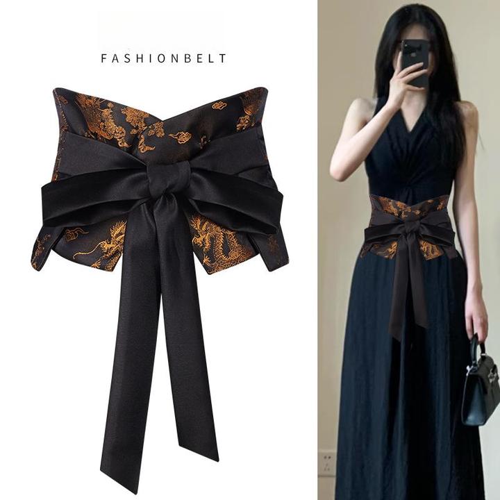 刺绣宽腰封女束腰外穿新中式复古布腰带装饰配连衣裙子高级感配饰