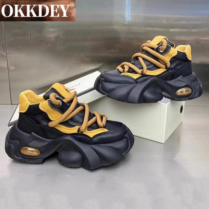 okkdey鞋子男款秋季厚底增高气垫底减震老爹鞋休闲鞋