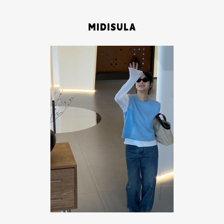 MDSL·时尚百搭无袖后开叉马夹01591