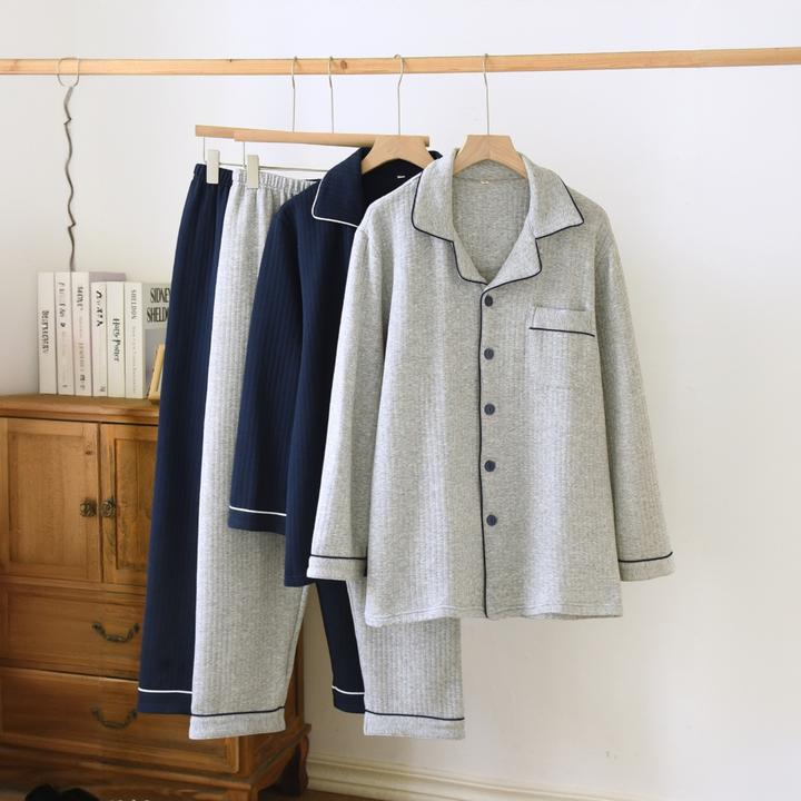 METINBARLEN密汀巴灵男士秋冬纯棉加厚三层保暖长袖家居服可外穿