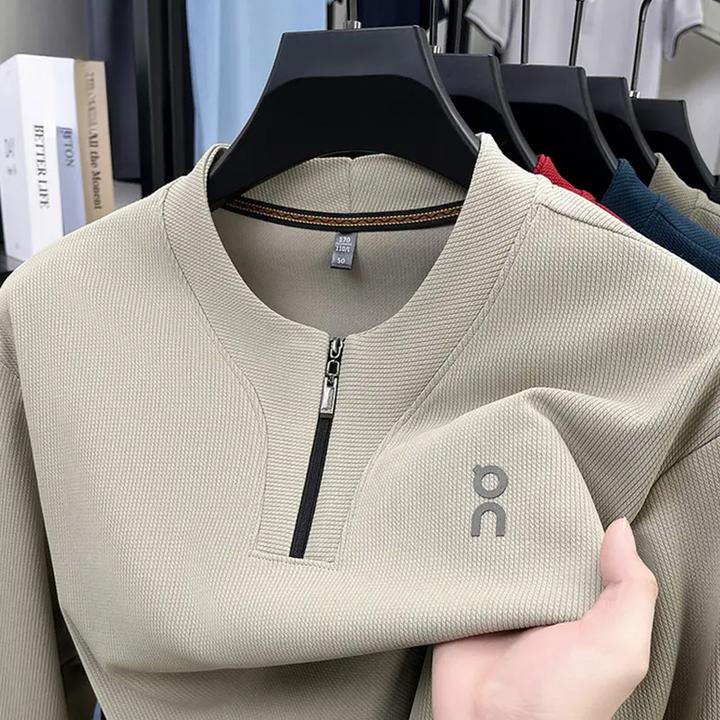 中年男士卫衣2025春秋季新款潮流高级感半拉链打底衫休闲长袖t恤