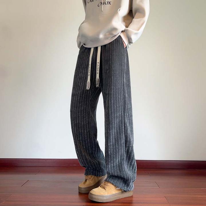 秋季新款条纹裤子男vintage潮牌复古休闲宽松直筒高级感阔腿长裤