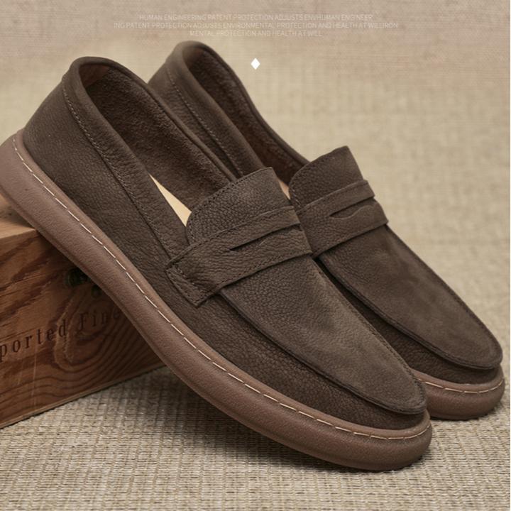 男士真皮豆豆鞋反绒皮鞋乐福鞋春秋英伦复古休闲皮鞋一脚蹬懒人鞋