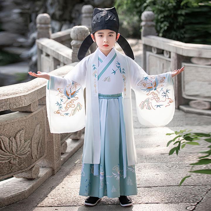 汉服男童国学服小学生开笔礼表演服装男孩套装三字经弟子规演出服