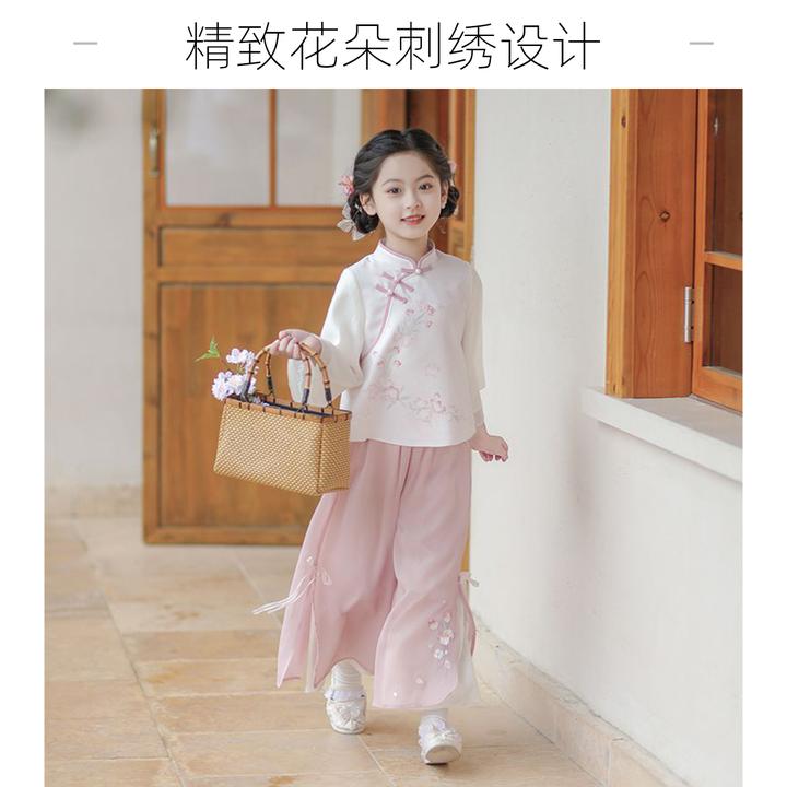 汉服女童春秋款新中式唐装儿童古风超仙长袖国风套装中秋国学童装