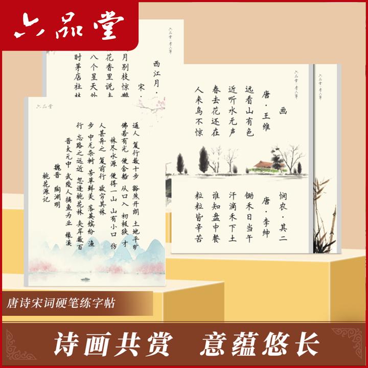 古诗词硬笔练字帖唐诗宋词楷书加厚临摹文言文钢笔字描红六品堂
