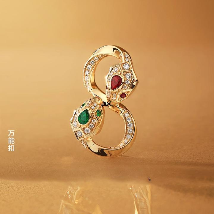 金色双头蛇祖姆绿扣灵蛇双开口8字连接扣头DIY配件蛇年本年年镶钻
