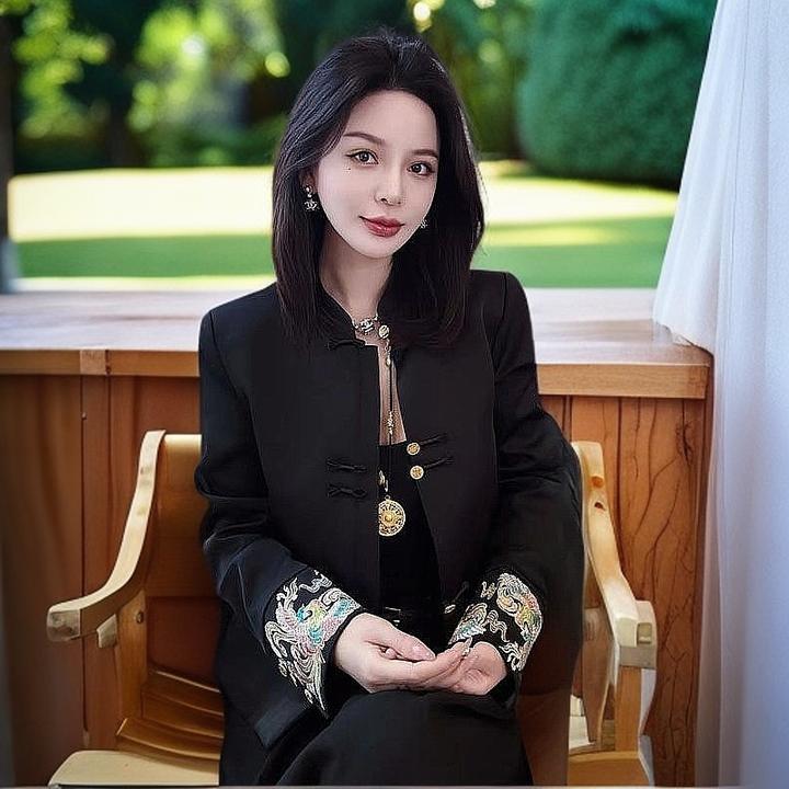 新中式国潮风2025春秋新款复古短外套女刺绣立领盘扣修身百搭上衣