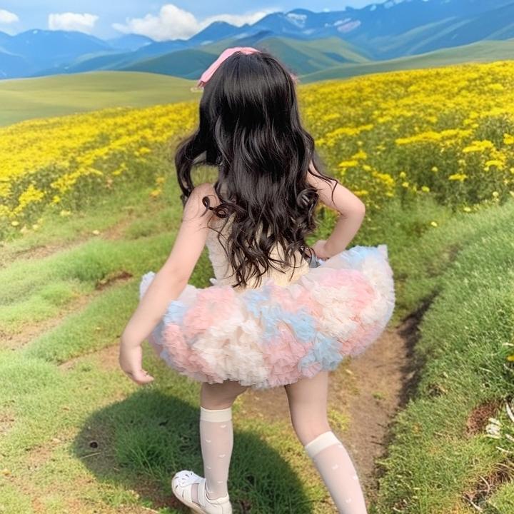 tutu裙蓬蓬裙蛋糕裙公主裙儿童仙女服女宝秋装周岁裙生日蛋糕裙大