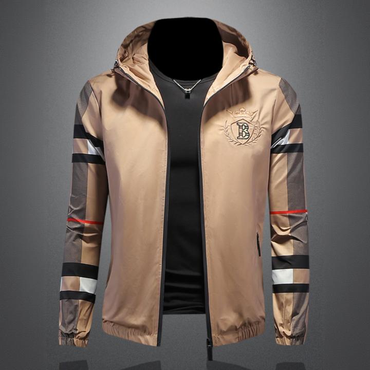 LEROLEHAR欧洲站连帽薄款夹克男装高端春季新款韩版修身刺绣外套