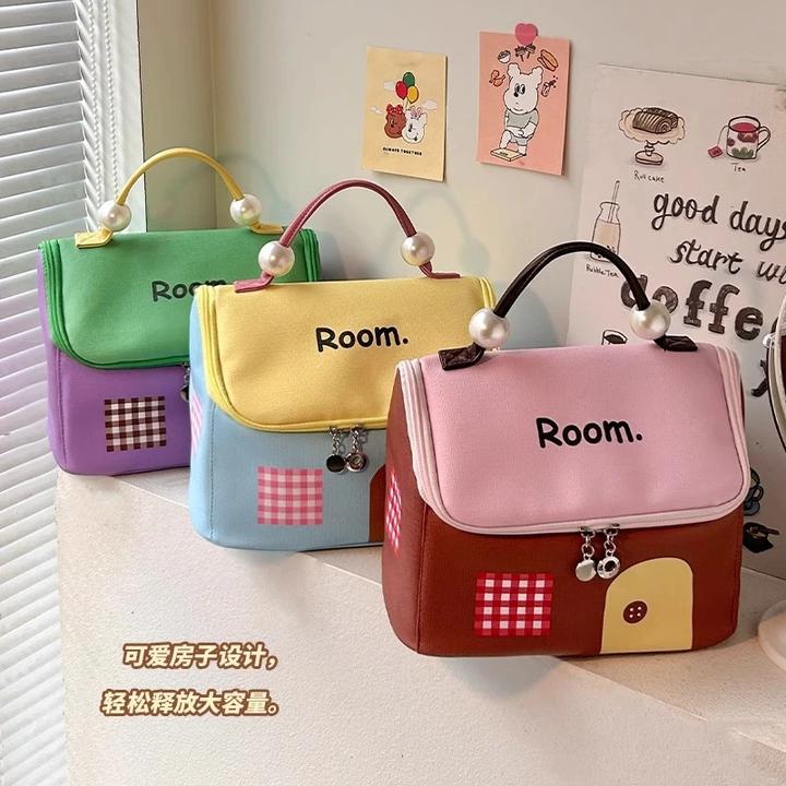 【高质感/高品质】多巴胺房子化妆包女大容量分区手提防水外出