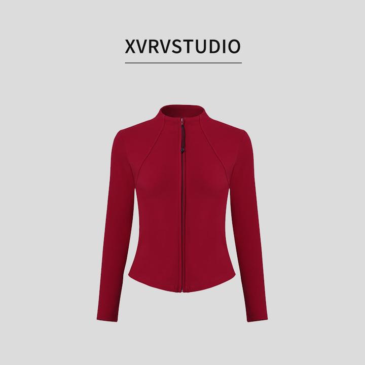 XVRV秋季2025运动跑步外套全拉链立领长袖健身上衣服