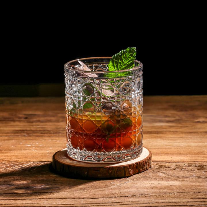 六只200ml钻石浮雕玻璃杯家用复古高颜值大容量洋酒杯果汁杯水杯