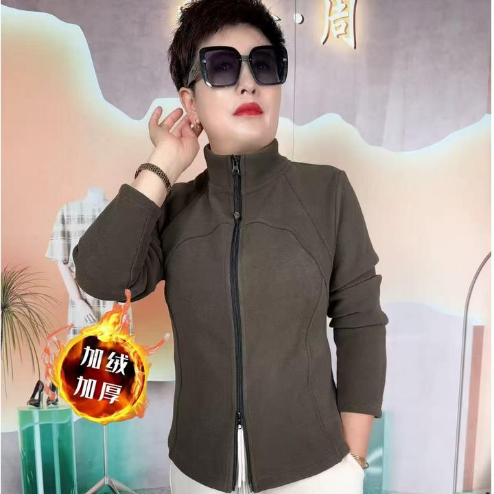 凯诗尔2025新款流行时尚潮牌女装时尚修身显瘦加绒立领小蛮腰上衣