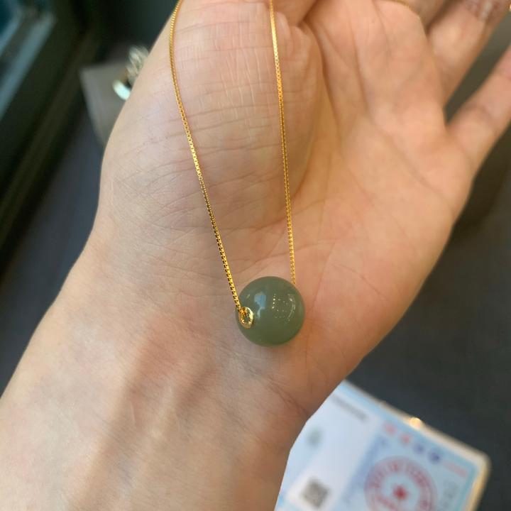 保真和田玉路路通吊坠项链贵气女款转运招财圆珠锁骨链送女友礼物