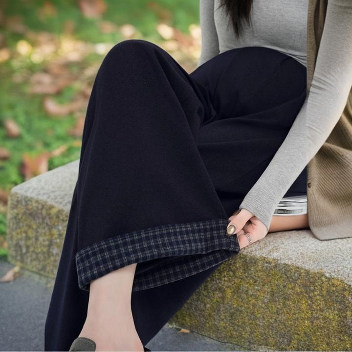 孕妇装秋冬新款外穿阔腿裤加绒保暖长裤春秋装无托腹布孕妈直筒裤