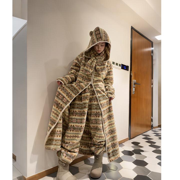 【小马专属/单裤子】加绒加厚保暖冬季睡衣外出男女同款米粒绒长款