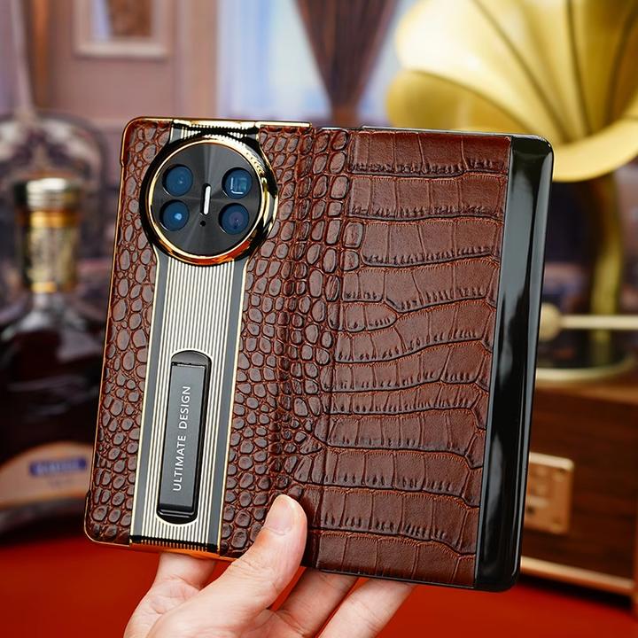 适用华为MateX7鳄鱼纹真皮支架手机壳镜头保护x6/x5高档全包防摔