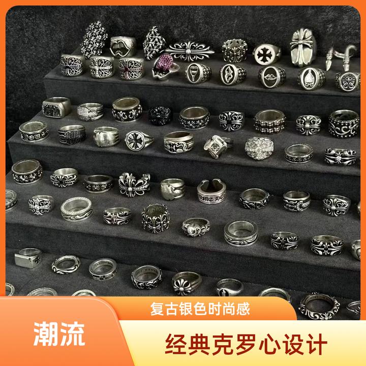925银戒指 原创克罗心6号新娘12号活口时尚潮流朋克5号古风复古