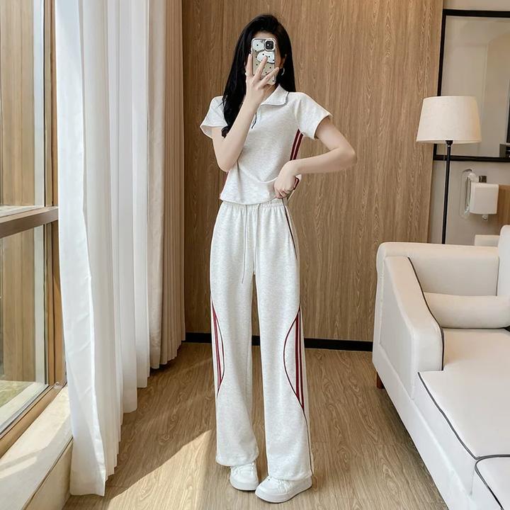 1081小个子定制一整套时尚休闲运动套装夏季新款宽松设计感两件套