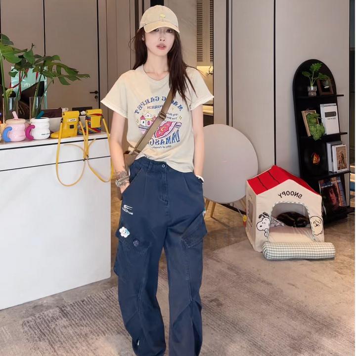 PCNY「魔法飞毯」不理理夏季新款小众女装字母印花休闲短袖女t恤