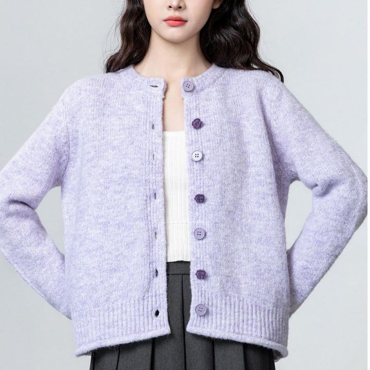 哥弟阿玛施正新款女装百搭时尚修身显瘦毛针织衫圆领针织开衫上衣