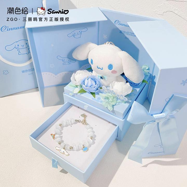 潮色绘 锌合金手链 玉桂狗彩虹手串女款串珠小众送女朋友圣诞礼物