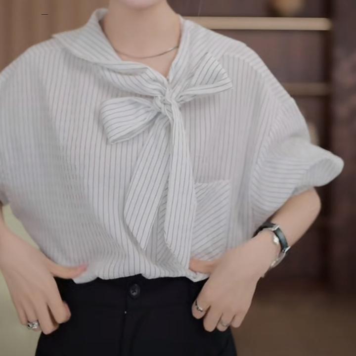 轻奢气质条纹长袖衬衫宽松显瘦上衣女2025新款春季时尚洋气衬衣