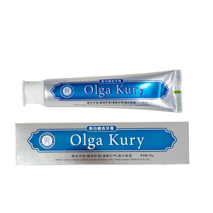 Olga Kury 美白健齿牙膏清新口气减少软垢美白牙齿（柠檬薄荷）