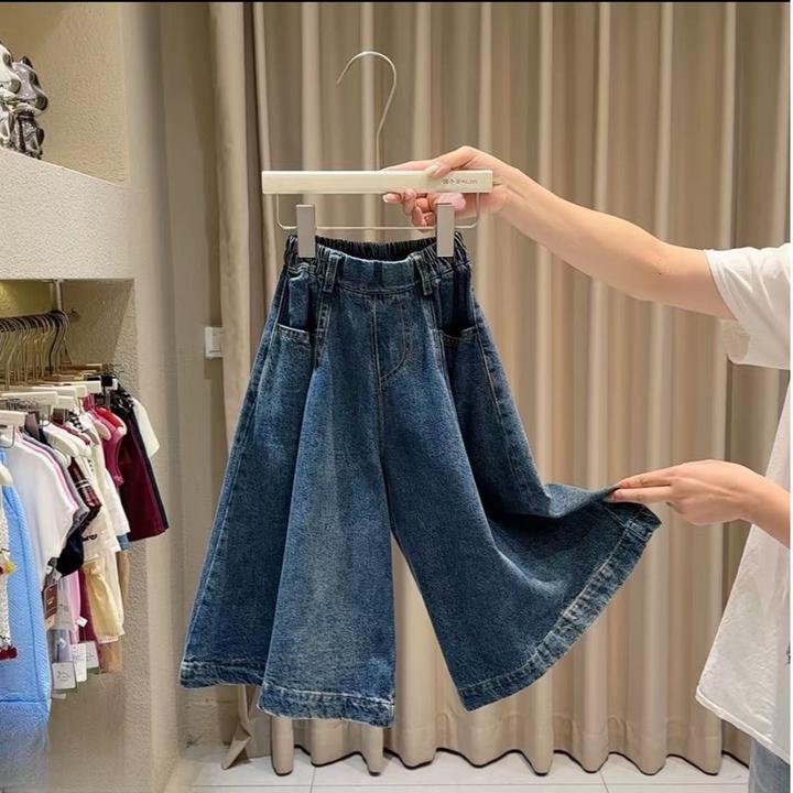 女童裤子2025新款秋款公主风宽松新款阔腿洋气儿童牛仔裤