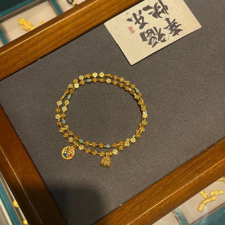 卡柒 铜合金手链 新中式钱币双层手链女复古小众高级感钱多多手串