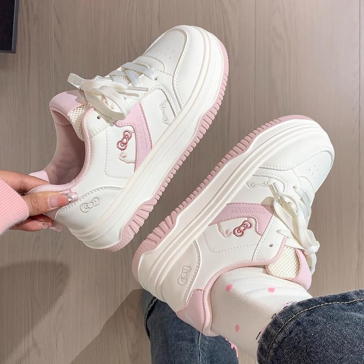 回力可爱kt猫小白鞋秋季新款甜美厚底面包鞋学生百搭国潮小众板鞋