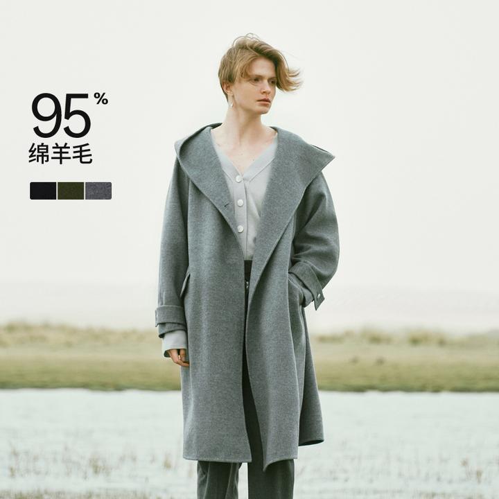 【0压系列】LESS冬季双面呢大衣女绵羊毛休闲长款外套2N0811170