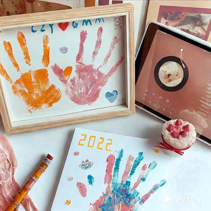 diy情侣手印画相框纪念手掌印七夕情人节礼物有纪念意义女友男友