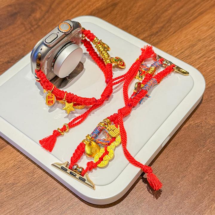 适用Applewatch新年表带苹果s9喜庆表带苹果ultra/s10春节表带s8