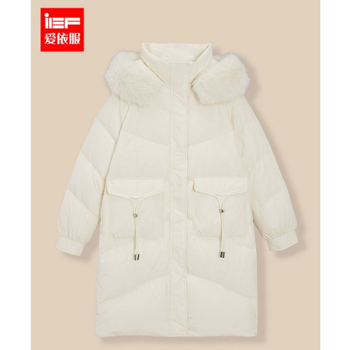 IEF/爱依服2025冬季新款简约羽绒别致中长外套流光风