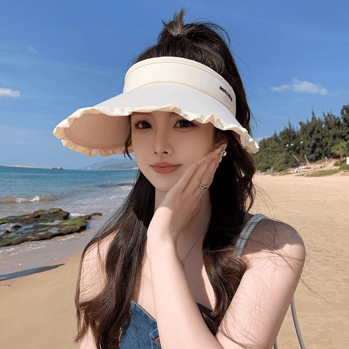 大帽檐防晒帽女户外沙滩遮阳帽防紫外线帽子女夏季网红遮脸空顶帽