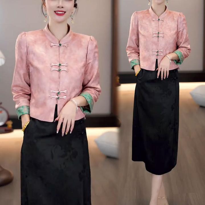 时尚套装裙女2025秋季新款时髦小众复古国风外套半身裙气质两件套