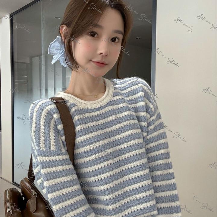 【ART ME】条纹纹理细腻又有腔调配色自带清冷氛围感两色上衣w24502