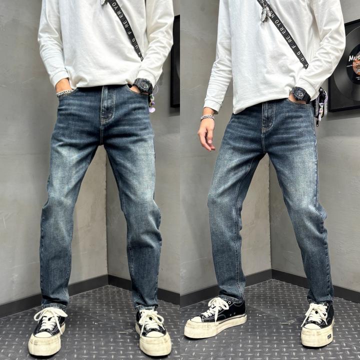 美式复古渐变潮流牛仔长裤微锥裤子版型高街日常修身时尚百搭裤装