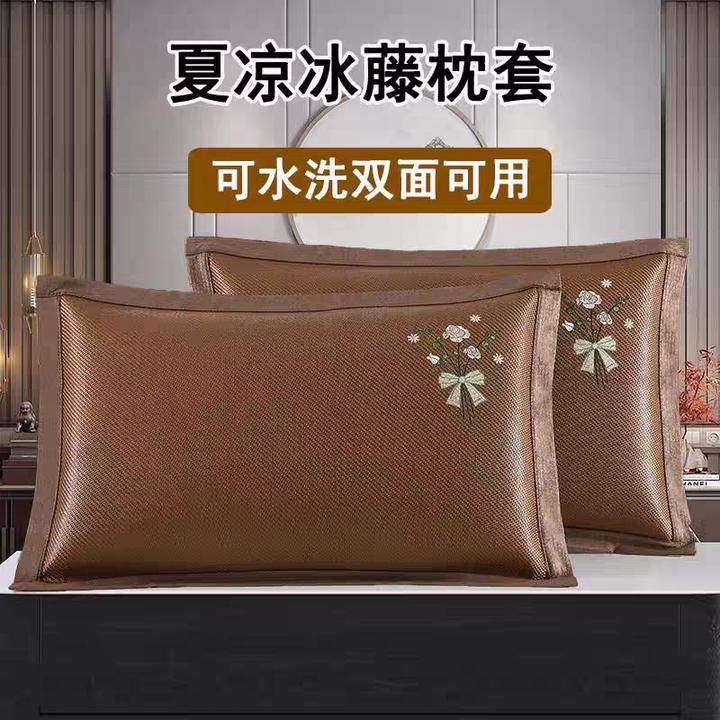 夏季凉席枕套成人藤枕芯套单人冰丝枕头套夏天凉爽竹枕席学生宿舍