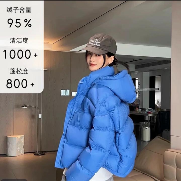 鸭宝宝黑色羽绒服女冬季2025年新款爆款时尚泡芙防风短款保暖外套