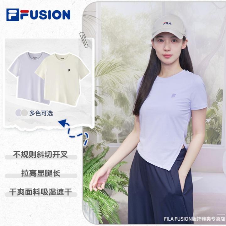 FILA FUSION【百搭之神】【不规则开叉显瘦透气清爽】短袖T11W527105F