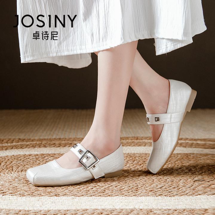 卓诗尼2025秋季新款小皮鞋玛丽珍鞋子法式小香风平底女单鞋乐福鞋