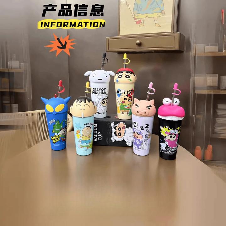 蜡笔小新保温杯男女生冰霸杯家用水杯上班学生专用保冰保冷吸管杯
