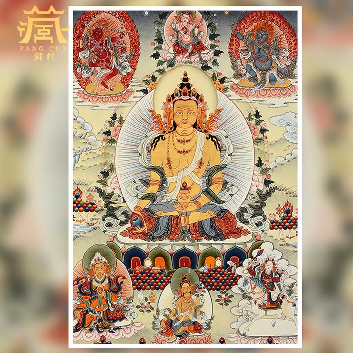 藏村《地藏王画像挂画》矿物颜料藏式唐卡居家玄关配电箱客厅装饰画