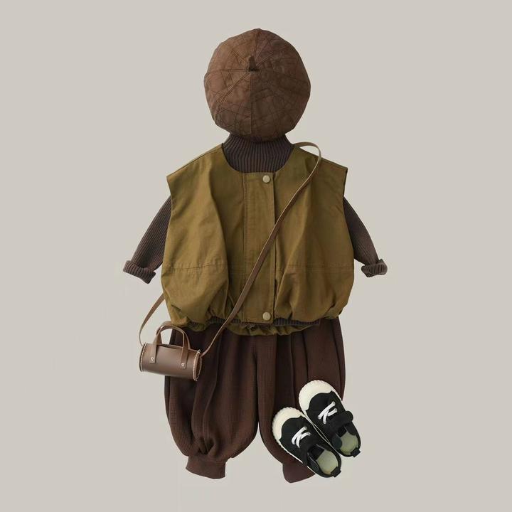 男女童时尚韩版洋气三件套2025春秋季新款复古外穿