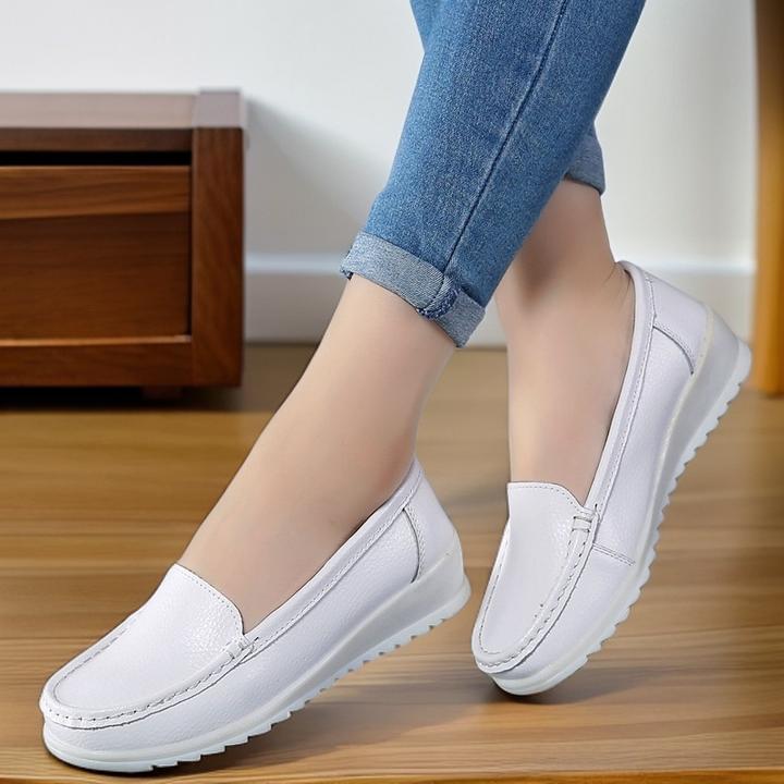 四季低跟平底白色鞋护士透气舒适防滑工作鞋软底休闲圆头单鞋女士